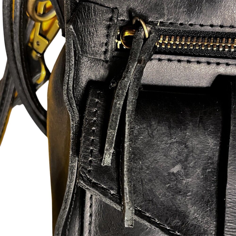 Raven + Lily Ethiopian Leather Crossbody Purse Tote Bag Black Artisan Made EUC - Picture 15 of 16